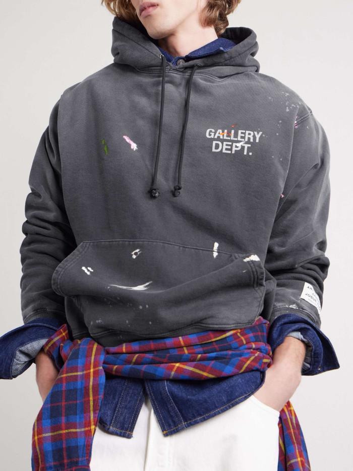 GALLERY DEPT. GD PAINT LOGO HOODIE VINTAGE BLACK #383240