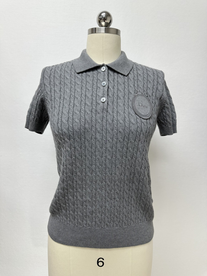 Chanel Top-quality Version CC Knitted Short Sleeves#383110