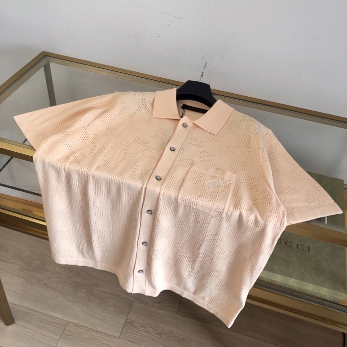 LOUIS VUITTON Damier Pointelle Short-Sleeved Shirt #383274