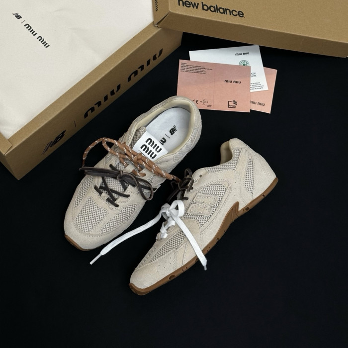 MiuMiu New Balance X 530 Sl Suede And Mesh Sneakers #383269