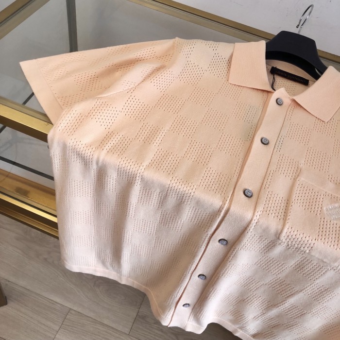 LOUIS VUITTON Damier Pointelle Short-Sleeved Shirt #383274