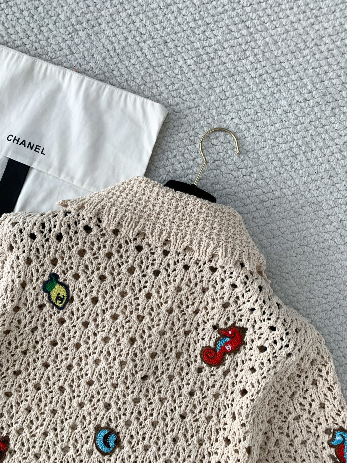 Chanel Top Skirts Cotton Silk Light Beige #383295