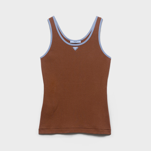 PRADA Tobacco steel Blue Old Cotton Tank Top #383260