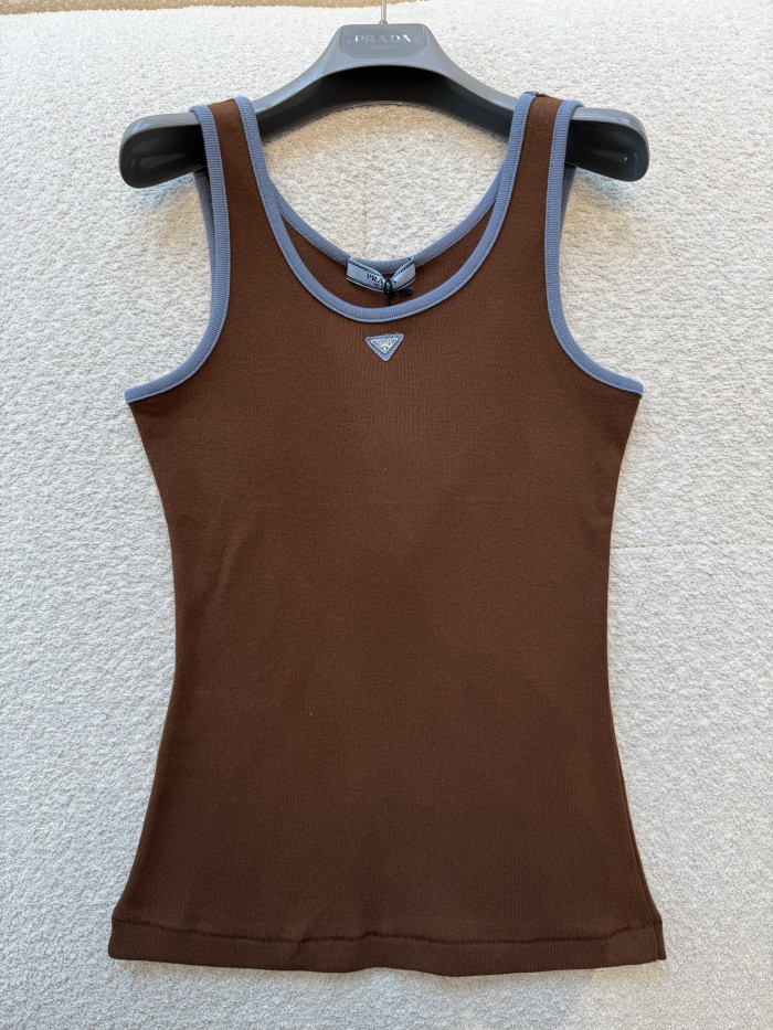 PRADA Tobacco steel Blue Old Cotton Tank Top #383260