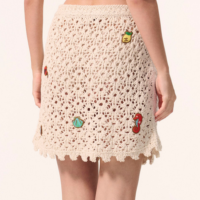 Chanel Top Skirts Cotton Silk Light Beige #383295