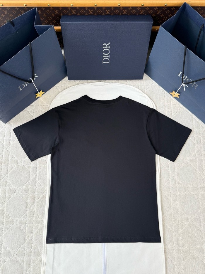 DIOR T-Shirt with Dior Secret Garden Motif Relaxed Fit Black Cotton Jersey #383324