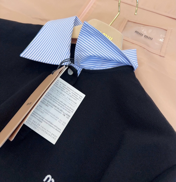 MiuMiu Black Cotton Piqué Polo Shirt #383449