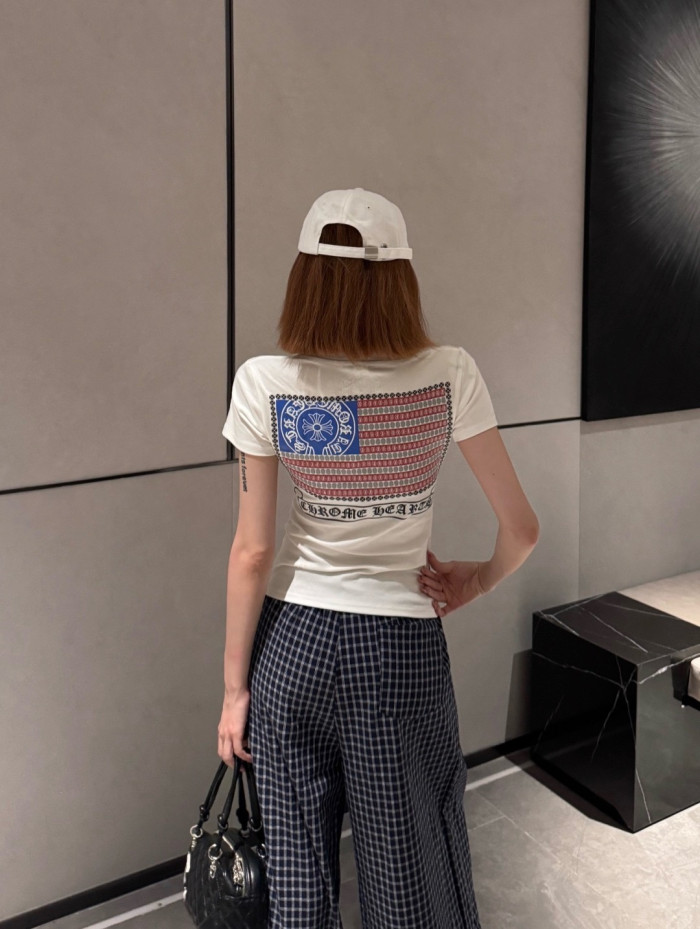 Chrome Hearts American Flag Women's T-shirt #383403