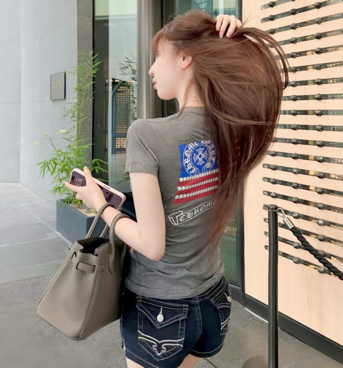 Chrome Hearts American Flag Women's T-shirt #383403