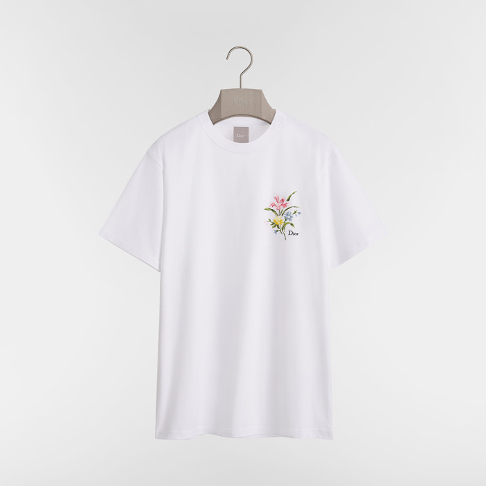 DIOR T-Shirt with Dior Secret Garden Motif Relaxed Fit Black Cotton Jersey #383324