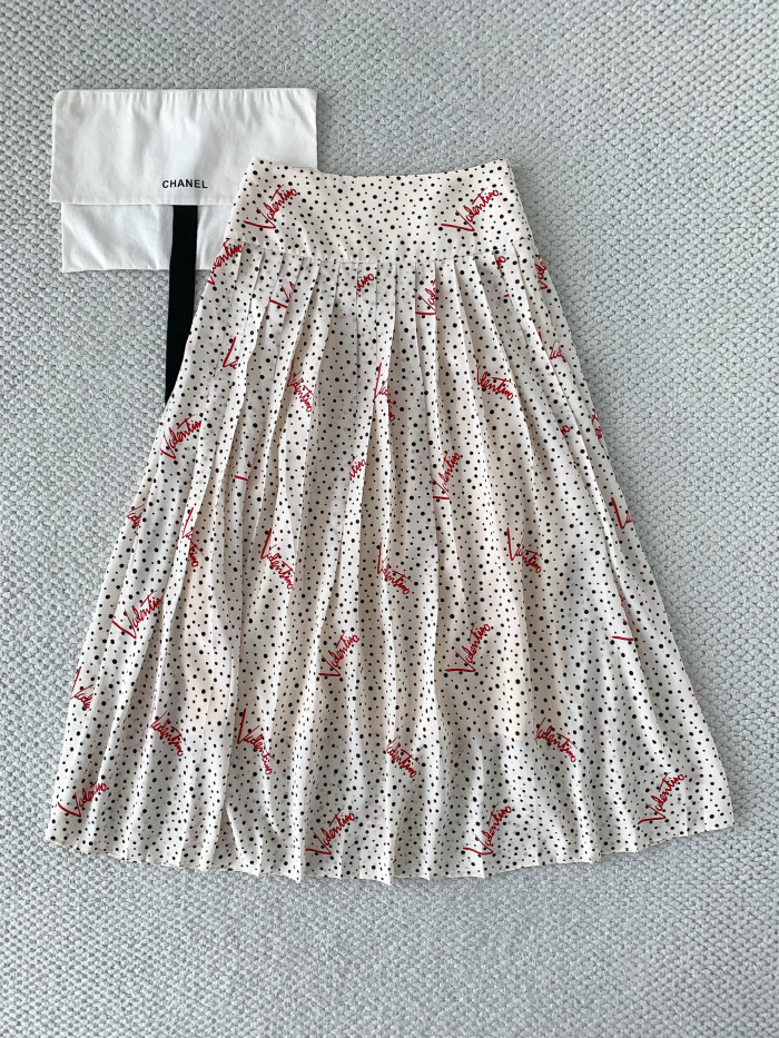 Valentino Plusdepois Bubble Print Crepe De Chine Skirt for Woman in Vanilla Multicolor #383497
