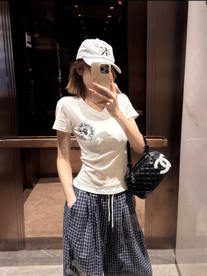 Chrome Hearts American Flag Women's T-shirt #383403