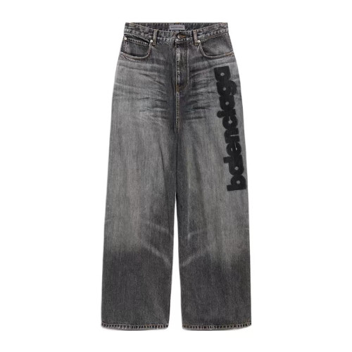 Balenciaga Women's Black Wide-Leg Jeans #383442