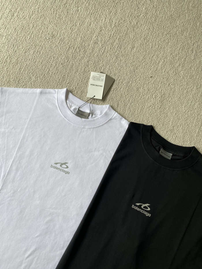 Balenciaga Reflective Ring Logo Letter Logo Round Neck T-shirt #383614