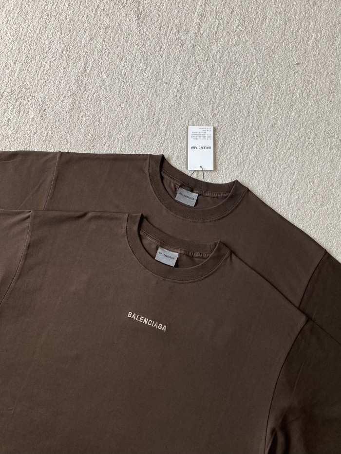 Balenciaga Brown Classic Letters Round Neck Short Sleeve T-shirt #383616