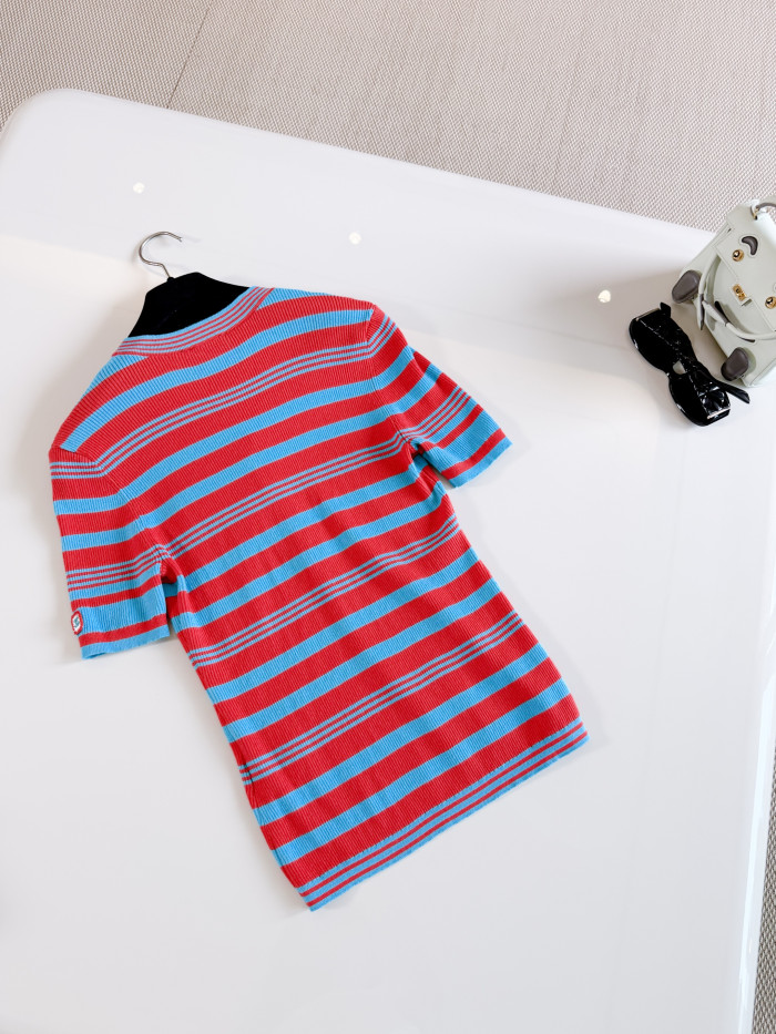 CHANEL Top and Skirt Cotton Red Turquoise #383620