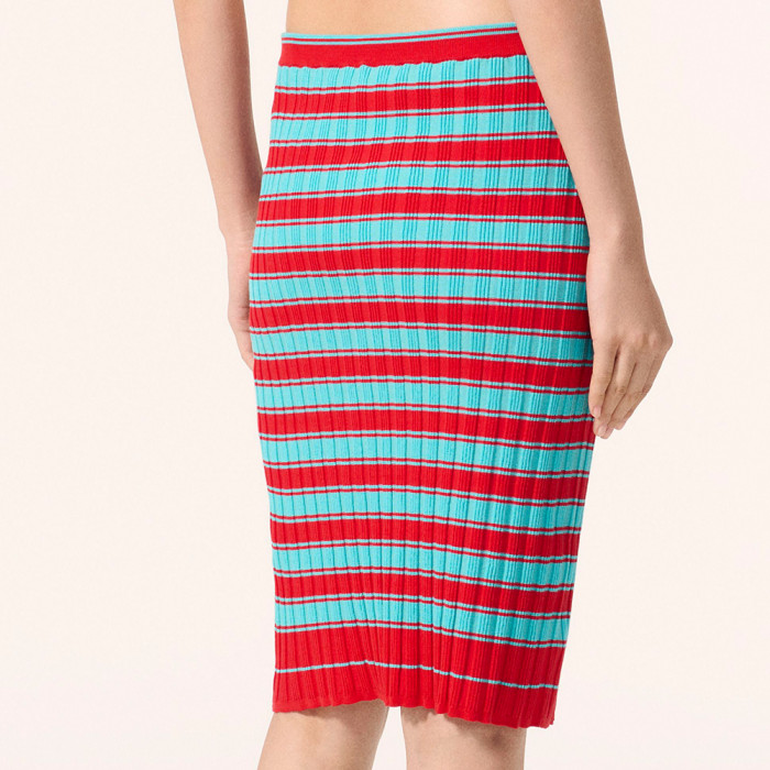 CHANEL Top and Skirt Cotton Red Turquoise #383620