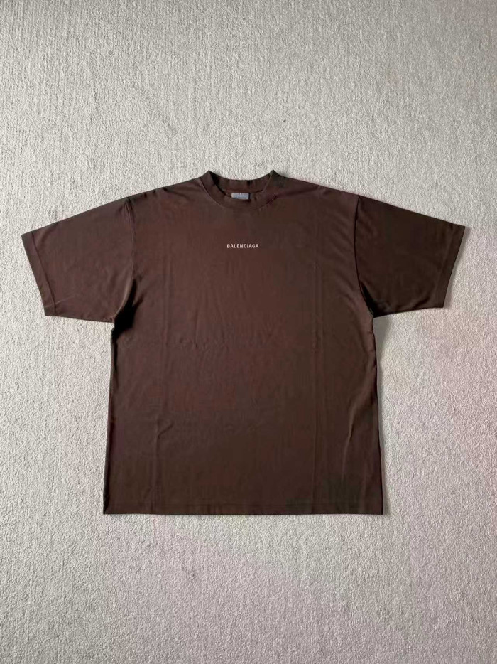 Balenciaga Brown Classic Letters Round Neck Short Sleeve T-shirt #383616