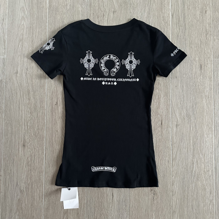 Chrome Hearts V-neck Three Elements Short Sleeves #381575