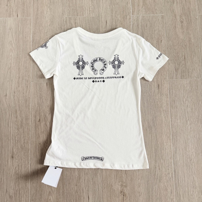 Chrome Hearts V-neck Three Elements Short Sleeves #381575
