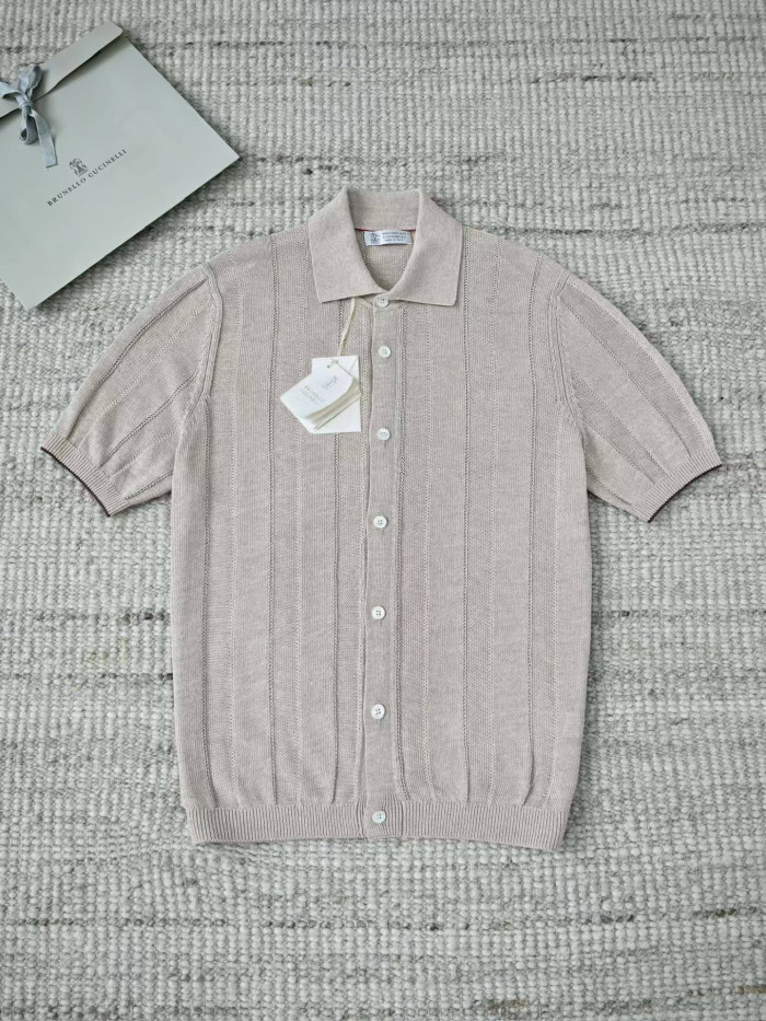 Brunello Cucinelli Men's knitted short sleeves #383765