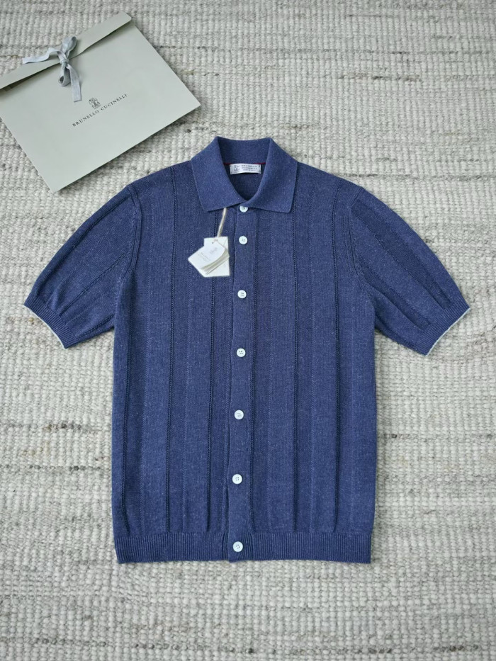 Brunello Cucinelli Men's knitted short sleeves #383765