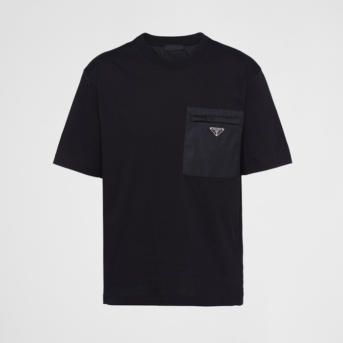 PRADA Black Re-nylon And Jersey T-shirt #383688