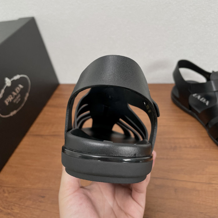 Prada Triangle Logo Cage Fisherman Sandals #383743
