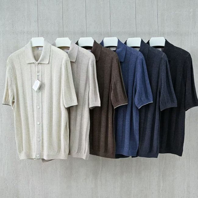 Brunello Cucinelli Men's knitted short sleeves #383765