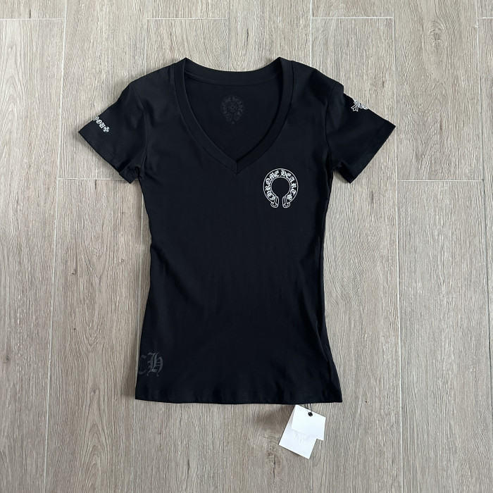 Chrome Hearts V-neck Three Elements Short Sleeves #381575