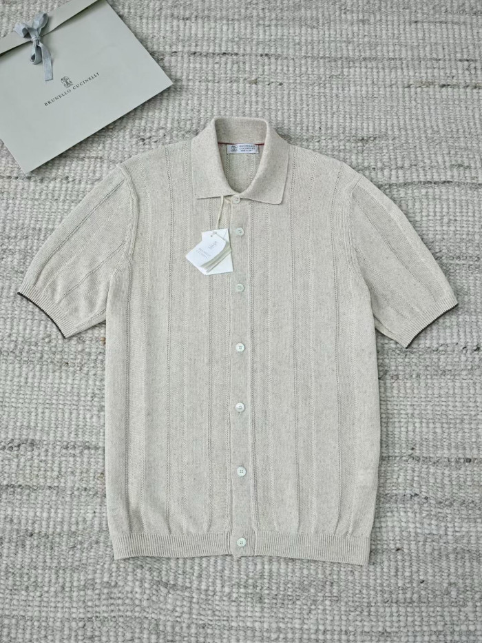Brunello Cucinelli Men's knitted short sleeves #383765