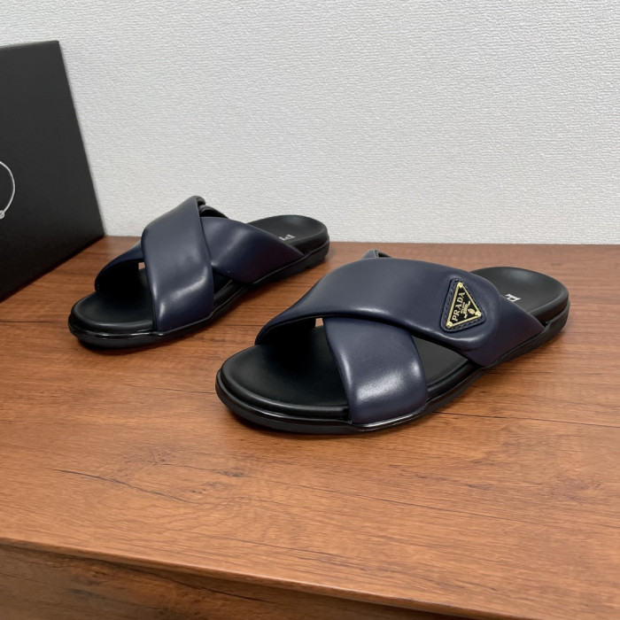 Prada Leather Cross Slides #383748
