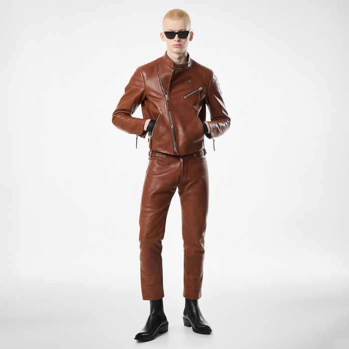TOM FORD BUFFALO GRAIN LEATHER ASYMMETRIC JACKET #383775