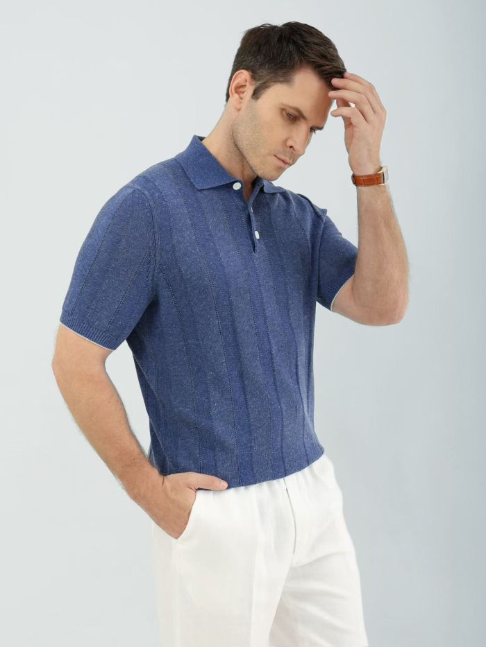 Brunello Cucinelli Men's Knitted Short Sleeve Polo #383644