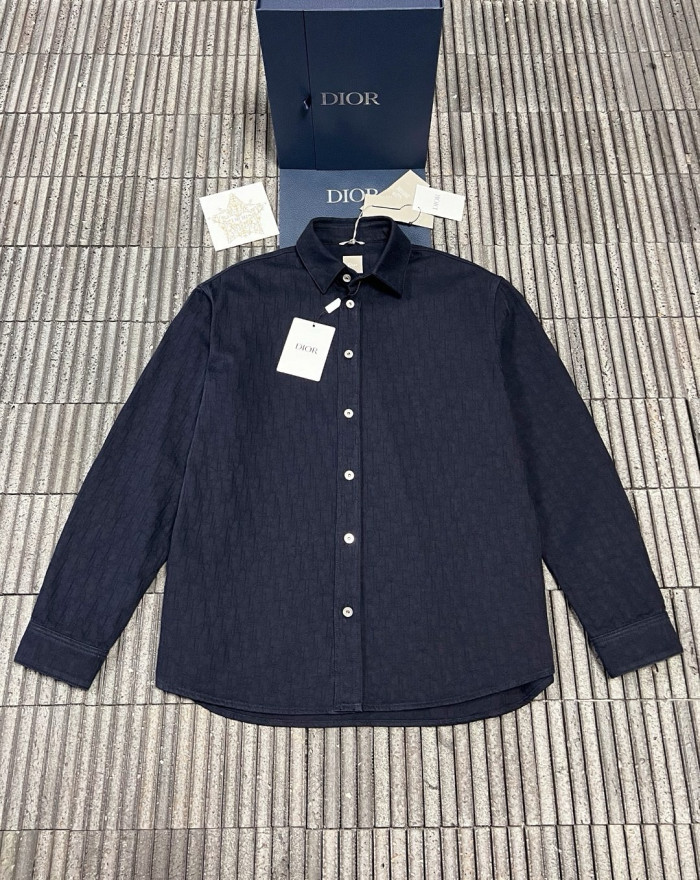 DIOR Dior Oblique Shirt and Long Regular Jeans Navy Blue Cotton Jacquard #383851