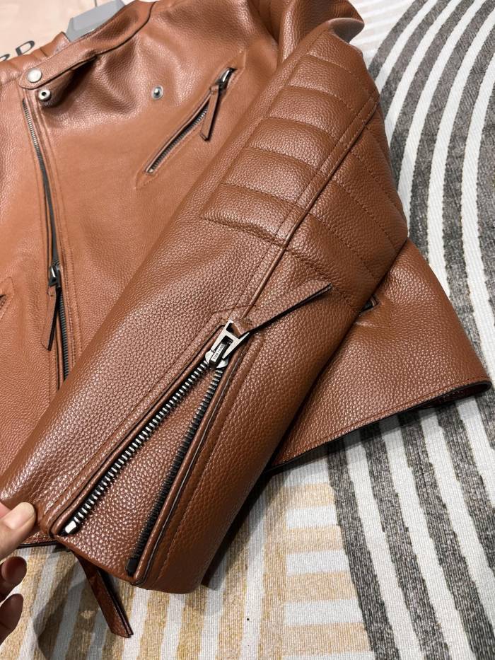 TOM FORD BUFFALO GRAIN LEATHER ASYMMETRIC JACKET #383775