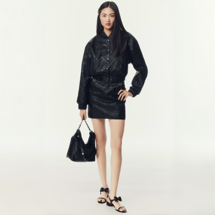 Chanel Diamond Check Sheepskin Baseball Uniform Skirt #383838