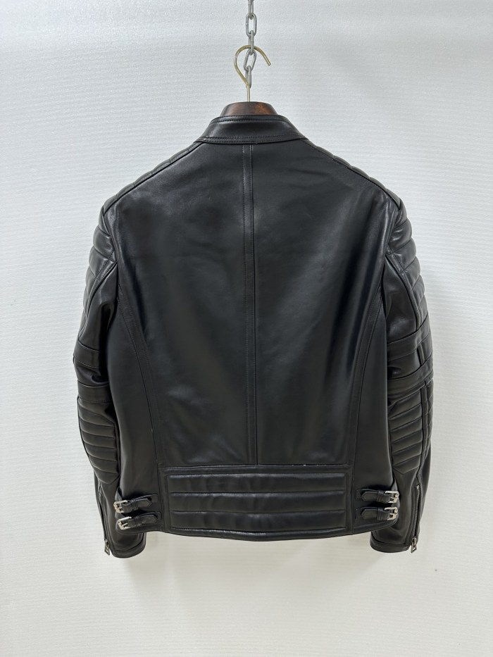 TOM FORD BUFFALO GRAIN LEATHER ASYMMETRIC JACKET #383775