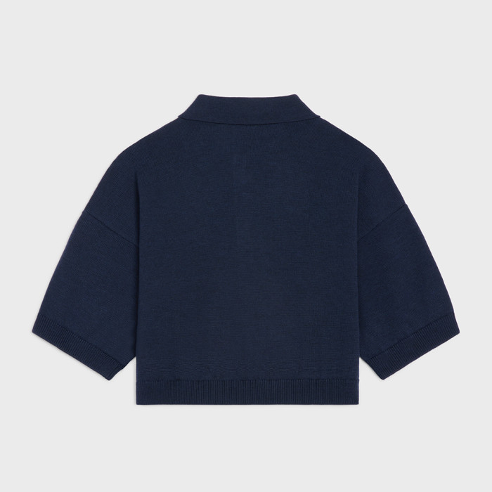 Celine Triomphe Cropped Polo in Wool #383785