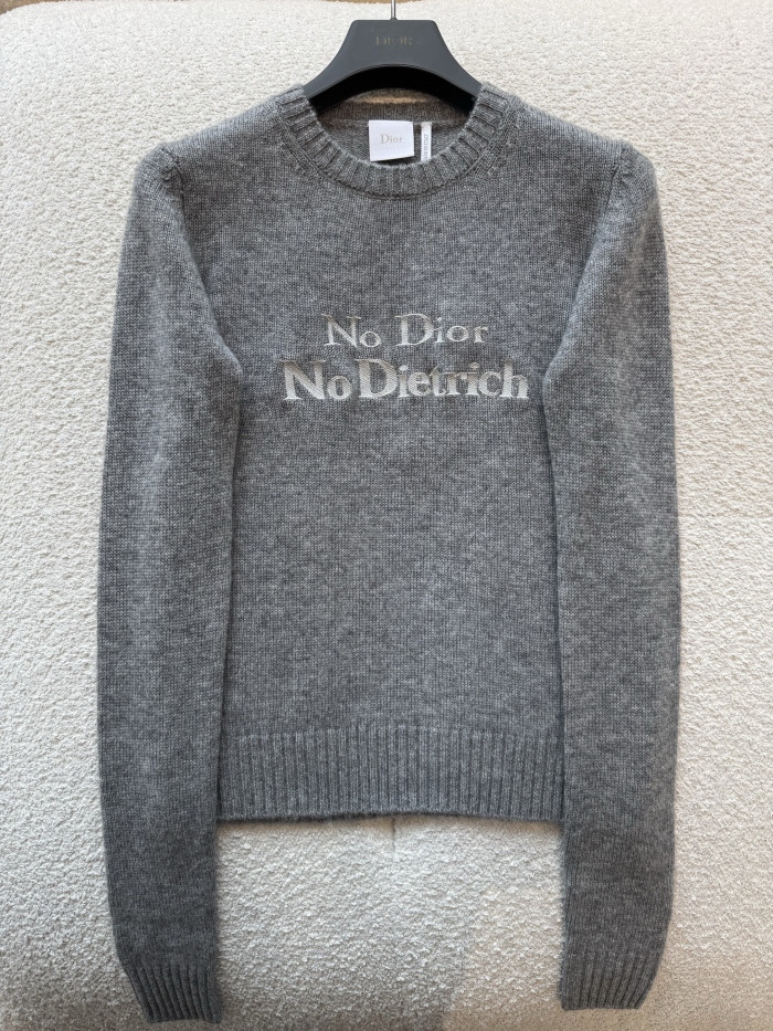 DIOR No Dior No Dietrich Embroidered Sweater Cashmere Knit #383786