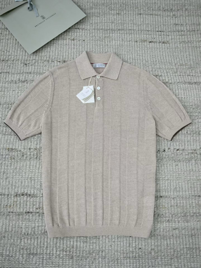 Brunello Cucinelli Men's Knitted Short Sleeve Polo #383644