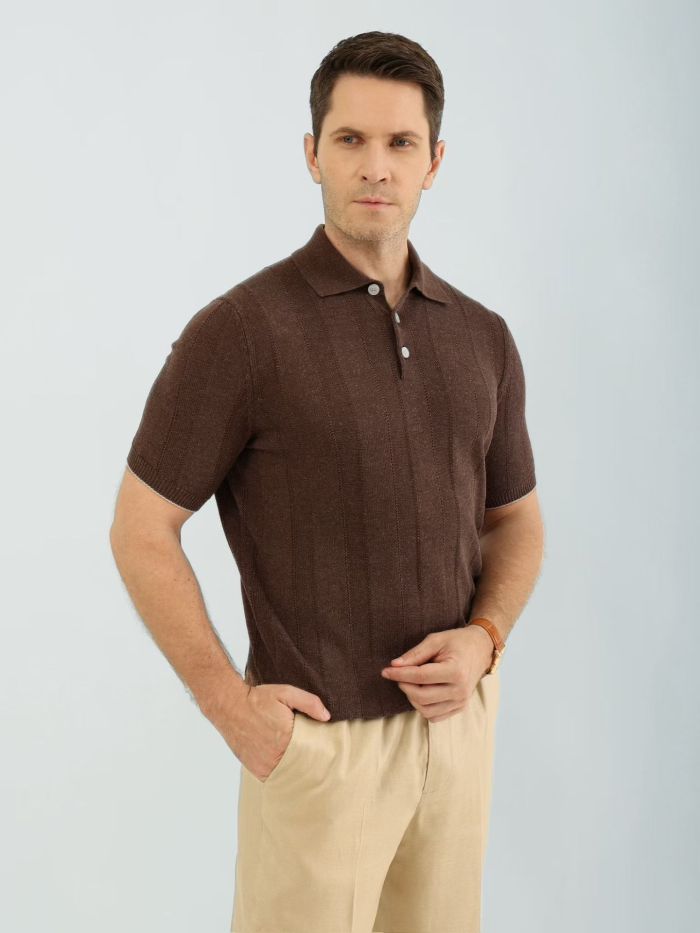 Brunello Cucinelli Men's Knitted Short Sleeve Polo #383644
