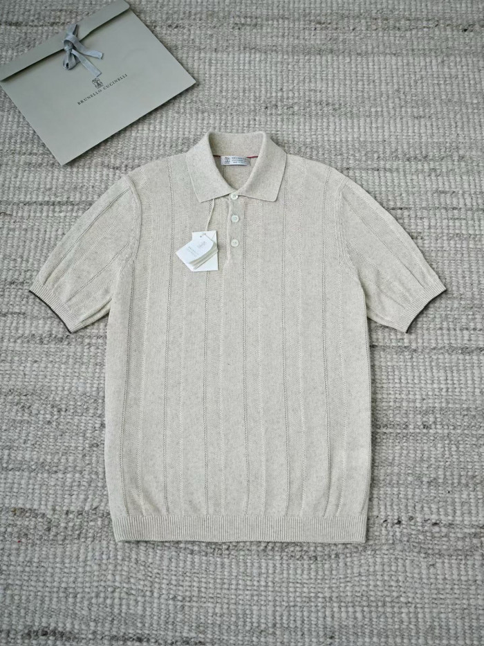 Brunello Cucinelli Men's Knitted Short Sleeve Polo #383644