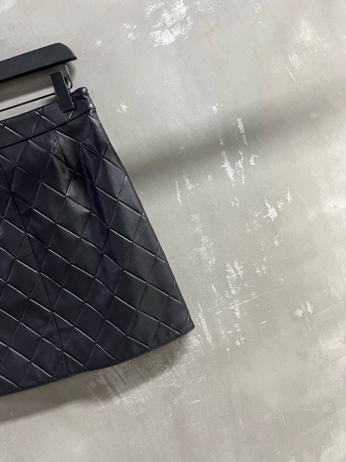 Chanel Diamond Check Sheepskin Baseball Uniform Skirt #383838