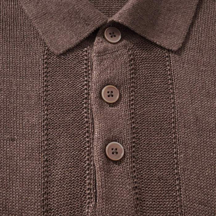 Brunello Cucinelli Rib knit polo for Man in Hazelnut  #383708