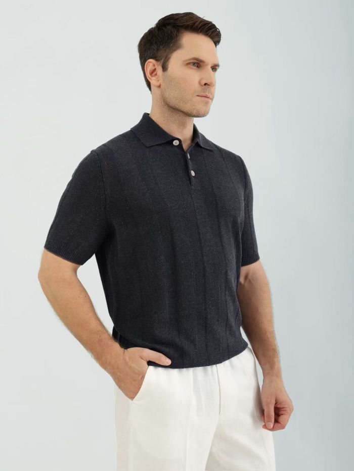 Brunello Cucinelli Men's Knitted Short Sleeve Polo #383644