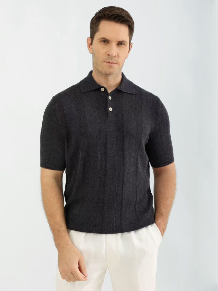Brunello Cucinelli Men's Knitted Short Sleeve Polo #383644