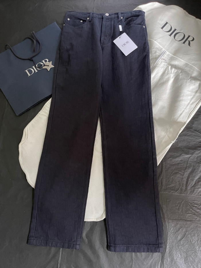 DIOR Dior Oblique Shirt and Long Regular Jeans Navy Blue Cotton Jacquard #383851