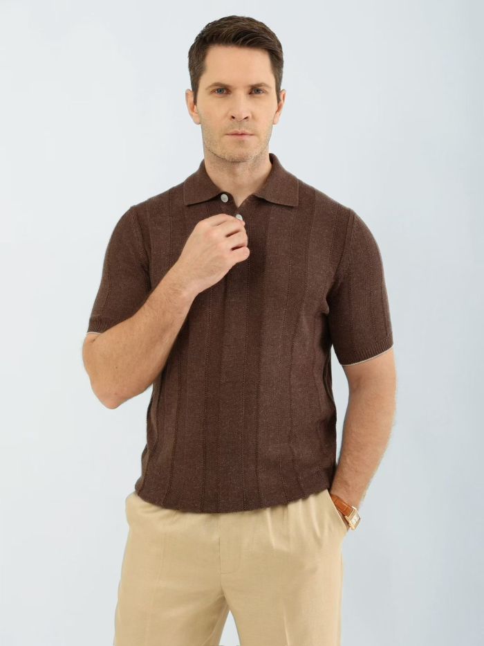 Brunello Cucinelli Men's Knitted Short Sleeve Polo #383644