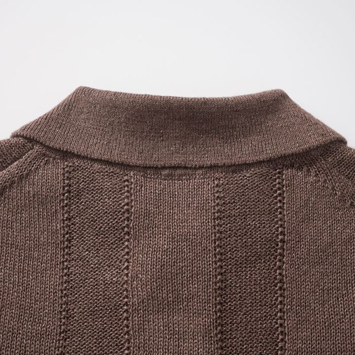 Brunello Cucinelli Rib knit polo for Man in Hazelnut  #383708
